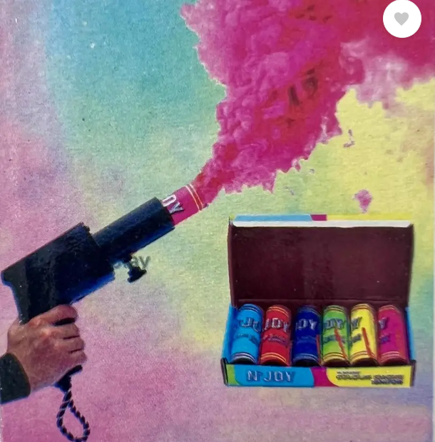 Wish Cloud Colour Pyros Pack of 6 Pcs & 1 Pyro Gun Holi Color Powder Pack of 6  (Yellow, Red, Green, Pink, Blue, Orange, 100 g)